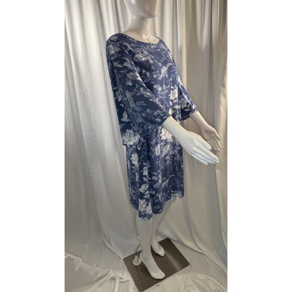 H&M Floral Tie Spilt-Sleeves Shift Dress, Blue, Sz: 12, 83-16 - Picture 3 of 15